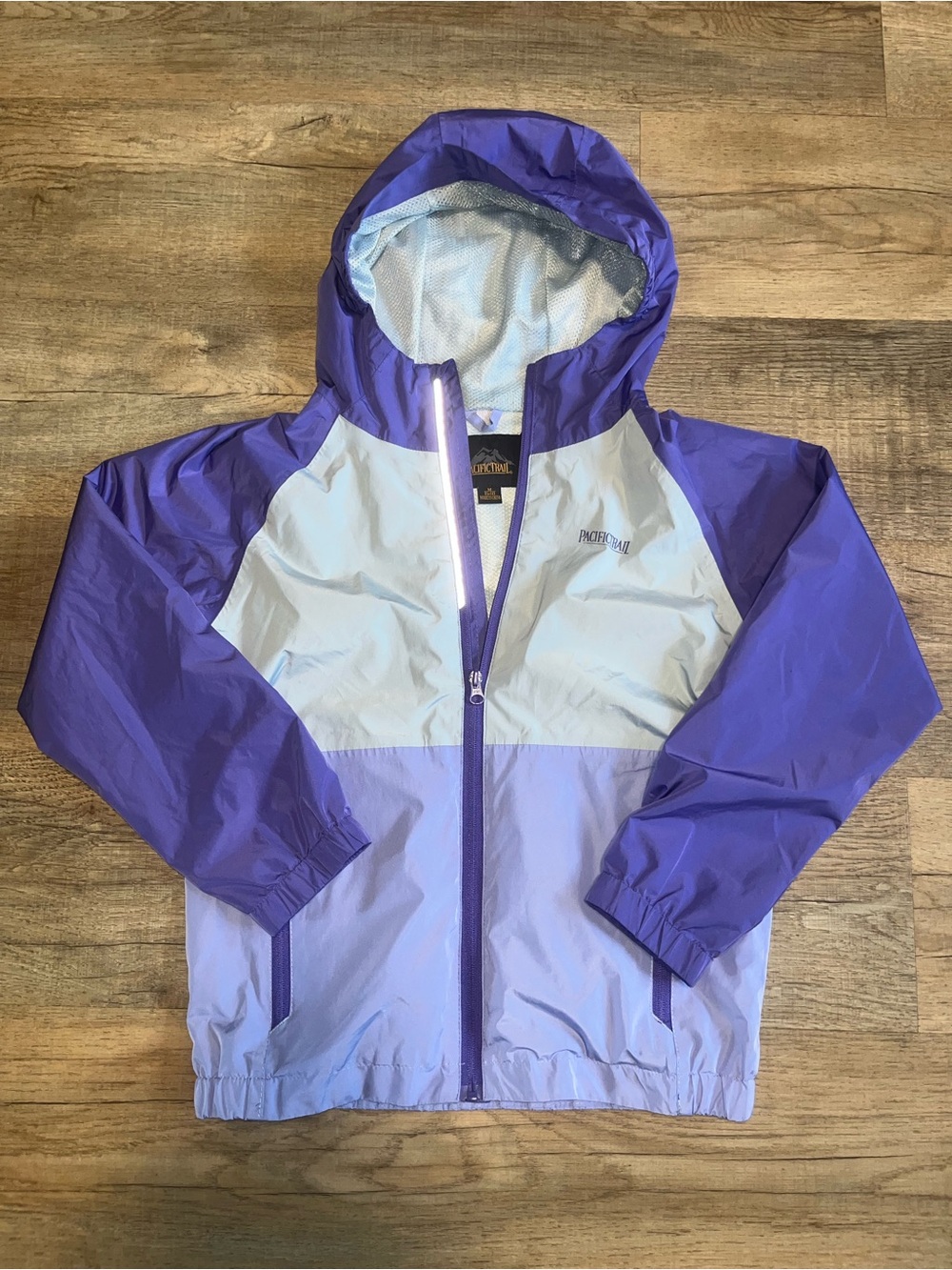 Pacific Trail Kids Colorblock Hooded Rain Jacket - Purple